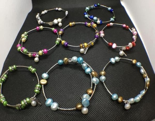 

10 colors freshwater pearl beads bracelet natural fashion pearl jewelry adjustable bracelet charms women039s gift love wish pea6872924, Black
