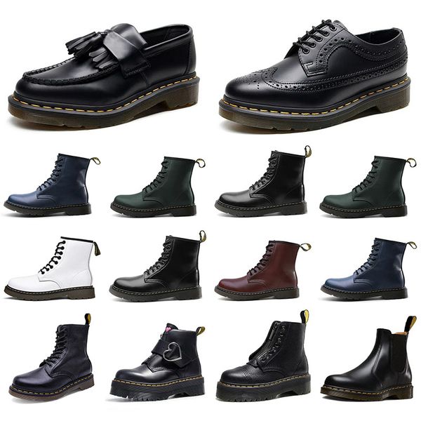 

doc martens designer patent leather boots mens womens high leather winter snow booties oxford bottom ankle shoes martines trainers sneakers, Black