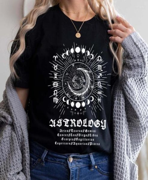 

women039s tshirt female mystical astrology zodiac signs graphic tshirt women vintage boho celestial t shirt horoscope tshirts5421245, White