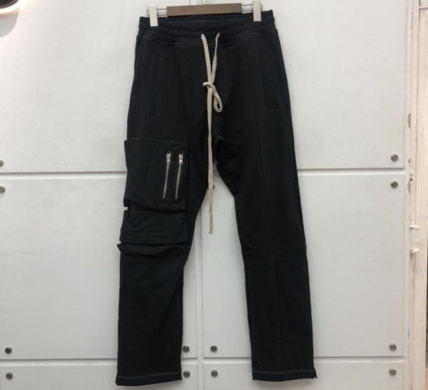 

zipper cargo pants men women quality joggers multipocket drawstring sweatpants slightly loose trousers5137344, Black