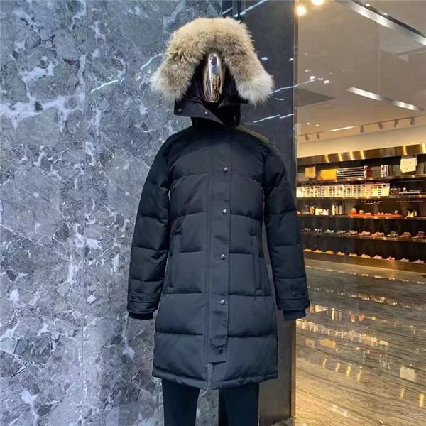

designer mens womens down parkas outwear medium and long waterproof coat fur warm hooded slim coat winter autumn top, Black