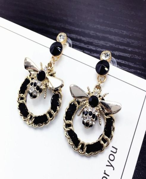 

bee pearls long brand designer luxury jewelry pendientes statement earrings for women mujer brincos7378422, Golden;silver