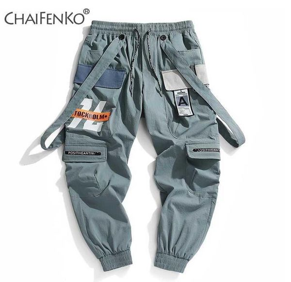 

chaifenko jogger leisure sports trousers men hip hop streetwear beam foot cargo pants fashion printing men pants 2011162280304, Black