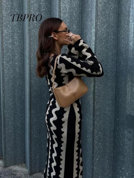 

basic casual dresses wide sleeve o neck knitted maxi dress for women fashion elegant slim long vestidos ladies chic club vacation street wea, Black;gray