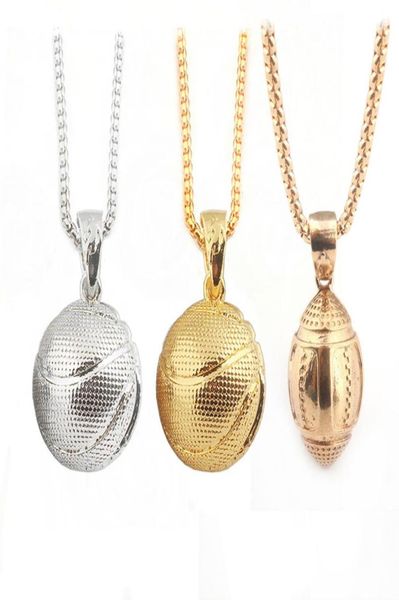 

creative stainless steel necklace for women and men funny sport rugby basketball pendant necklace cpuple jewelry gift56649202524794, Silver