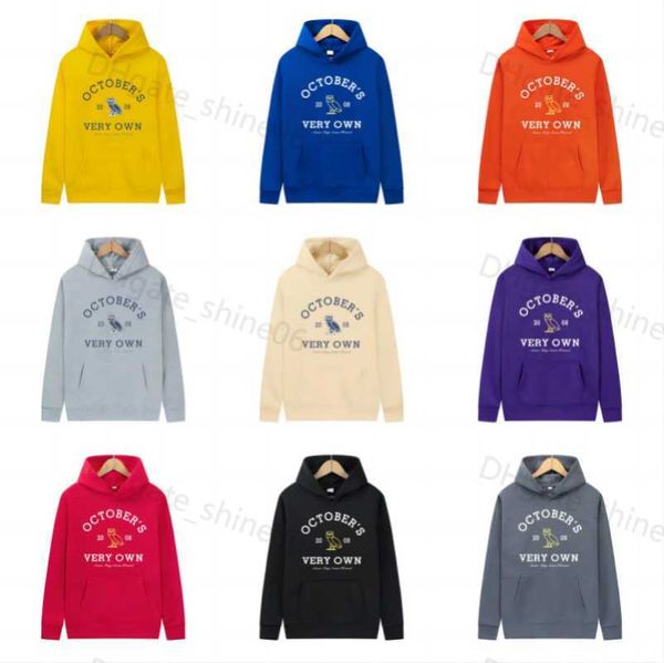 

2023 men's hoodies women autumn ovo long sleeve patchwork hoodie sweatshirts fleece streetwear harajuku hip hop sudaderas hombre y6, Black