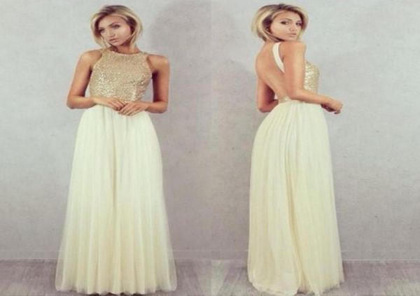 

shiny champagne gold sequins prom dresses long 2016 jewel neck formal evening gowns in stock women special occasion dress 202561926, Black