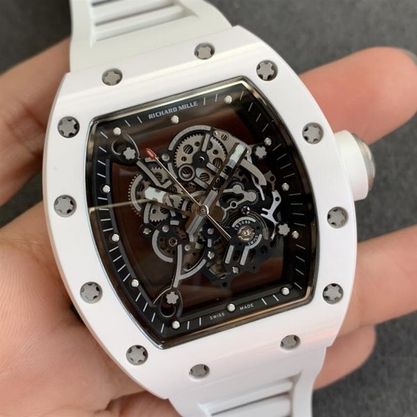 

superclone luxury mens mechanics watch richa milles fashion trend rm055 fully automatic mechanical r watch hollow tourbillon snow 286d, Slivery;brown