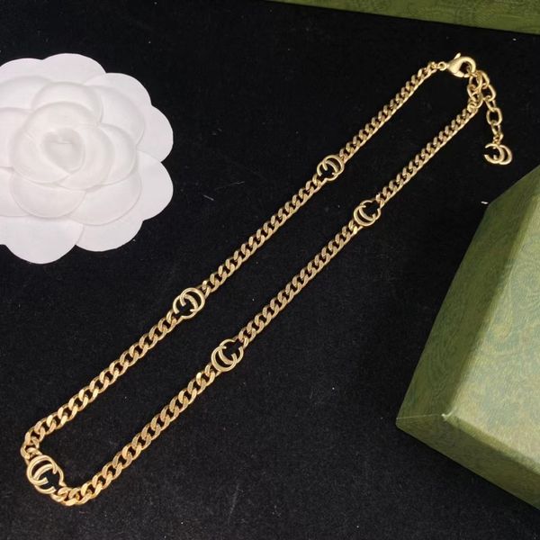 

classic style 14k gold letter necklace chains fashion simple brass material luxury designer necklace gift jewelry, Silver