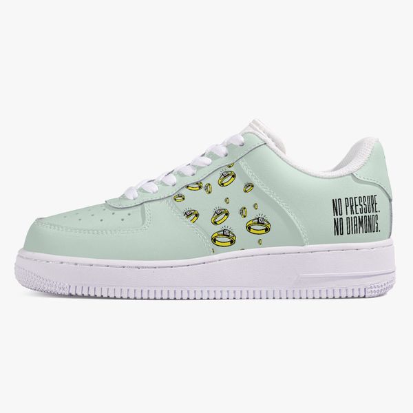 

customized shoes men's fashionable casual shoes diy women's shoes white sole light green shoe body ring pattern 9650