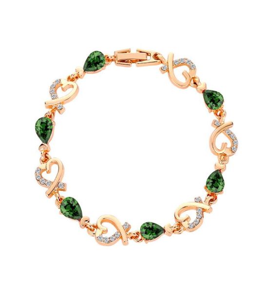 

whole5 colors beautiful bracelet for women colorful austrian crystal fashion love heart shape chain bracelet bangle whole5755248, Golden;silver