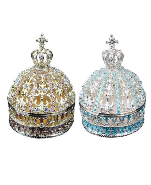 

crown trinket jewelry box fleur de lis gold plated metal crafts home decor novelty wedding favor gifts216n1833709, Black;white