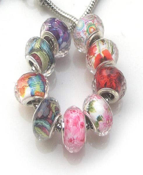 

brand new good quality 9x14mm 100pcs mix colors and styles 925 core resin big hole loose beads fit european jewelry diy bracelet c5313187, Crystal