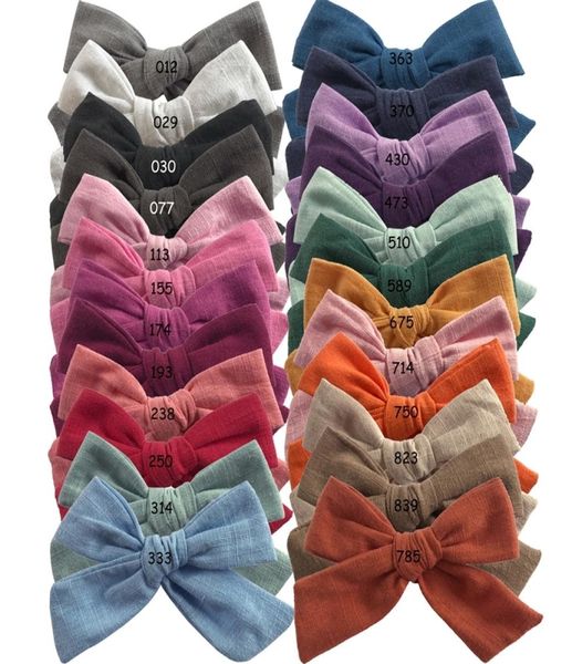 

24 pcslot 4 inches hand tied cotton linen hair bow clips baby girls fabric bow nylon headbands baby shower gift y2007104976707, Slivery;white