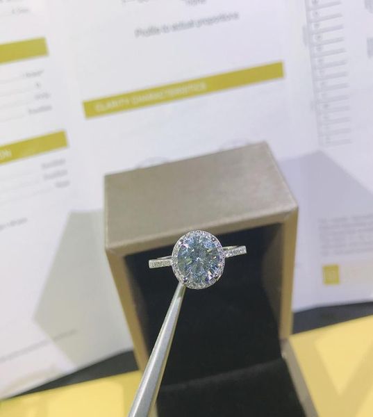 

20ct 80mm ef round 18k white gold plated 925 silver moissanite ring diamond test passed jewelry christmas gift2304109, Slivery;golden