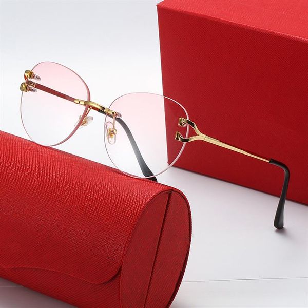 

rimless carti glasses man sunglasses for women eyewear leopard head sunglase anti blue light uv lens coating metal frame customiza241i, White;black