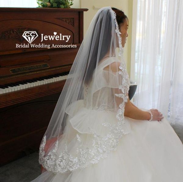 

bridal veils cc head veil wedding hair accessories for women long white ivory with combs one layer lace appliqued headpiece v6863412292, Black