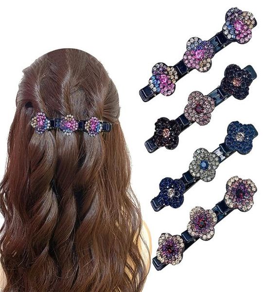 

sparkling crystal stone braided hair clips four leaf clover chopped hairpin women barrettes hairpins accessories for girls ponytai8730654, Golden;silver