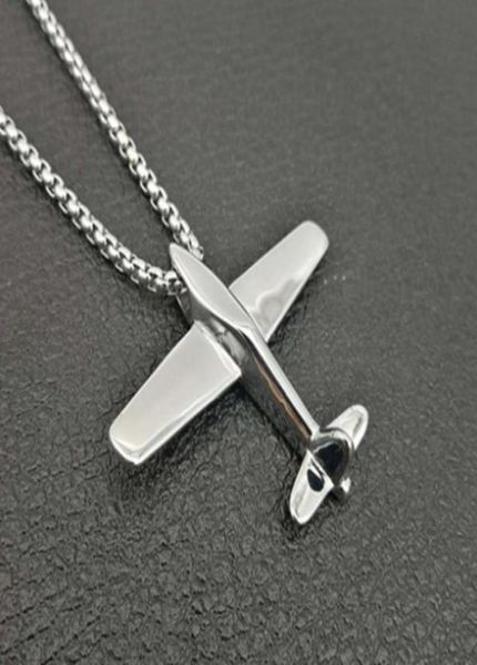 

pendant necklaces fashion hiphop stainless steel goldplated airplane personality casual necklace rock party jewelry for men5273625, Silver