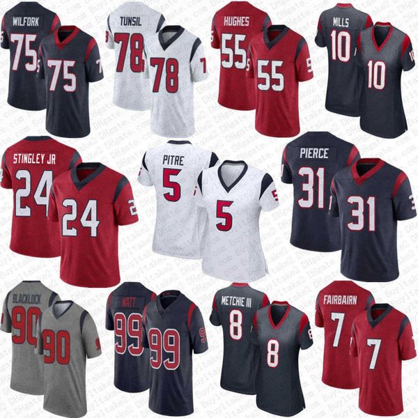 

7 cj stroud dameon pierce custom football jerseys jalen pitre john metchie iii laremy tunsil devin singletary jerry hughes chase winovich da, Black;red