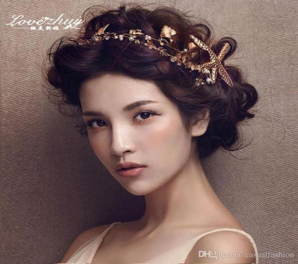

gold leaf starfish pear headpieces hair flowers for wedding bride girls party wedding accessories headpieces bridal jewelry 6394972, Silver