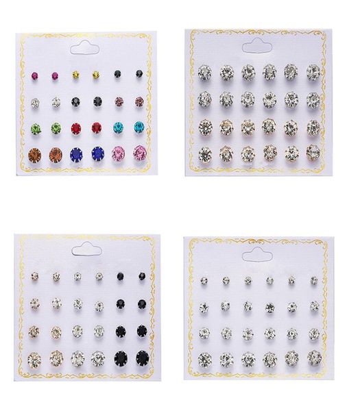 

studs rinhoo 12 paia di orecchini perle simulate cristallo per le donne a bottone roton colorati scatola gioielli1379669, Golden;silver
