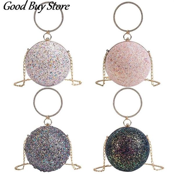 

clutch bags full rhinestone evening party purse shiny diamonds handbags women round ball shoulder 2021 wedding bag luxury309y