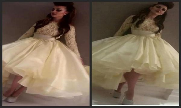 

short party dresses ivory taffeta knee length long sleeve prom dresses lace appliques crew ruffles pleats ruched beaded crystals p6775369, Black