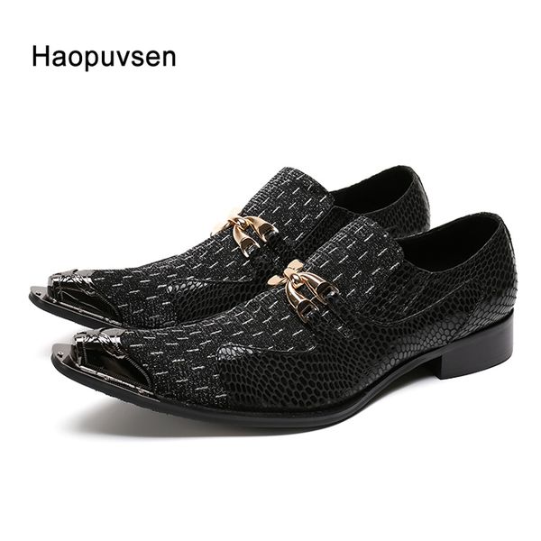 

dress shoes sell pointed toe gold metal leather men dress shoes evening party wedding shoes hairdress chain shoes size 230821, Black