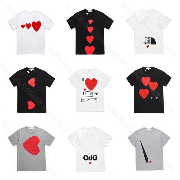 

0x6z men's t-shirts famous designer red love hear tees mens womens fashion play couple casual short sleeve summer t-shirts streetwear h, White;black