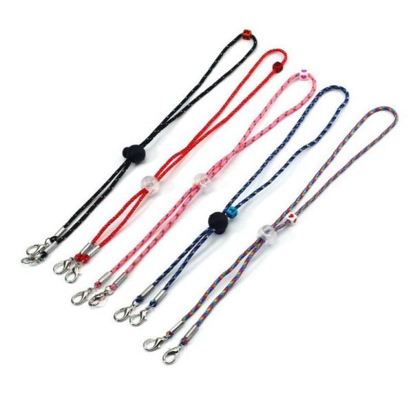 

adjustable paracord ropes facemask lanyard versatility anti lost face cover protection holder chain initial heart ear saver chains5473418, Silver