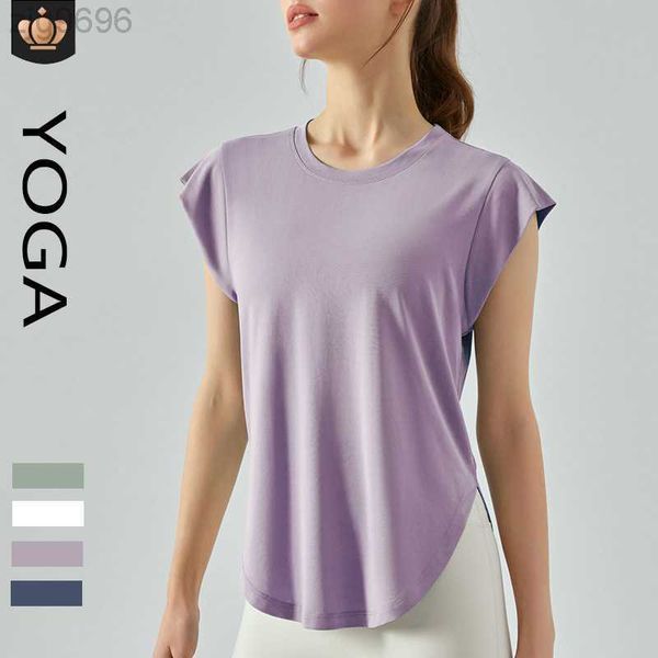 

desginer al yoga t shirt women's loose body covering and slimming fitness exercise short-sleeved casual sweat-absorbing quick-drying su, White