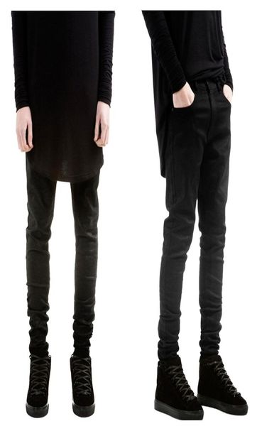 

mens jumpsuit fashion hip hop clothing for big men pants 3036 slp rock black waxed denim skinny jeans2129833, Blue
