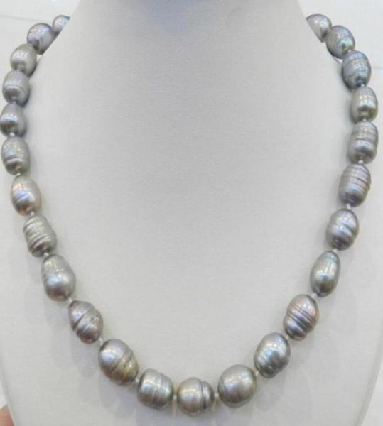 

18quot1112 mm round tahitian black green pearl necklace0123298939, Silver