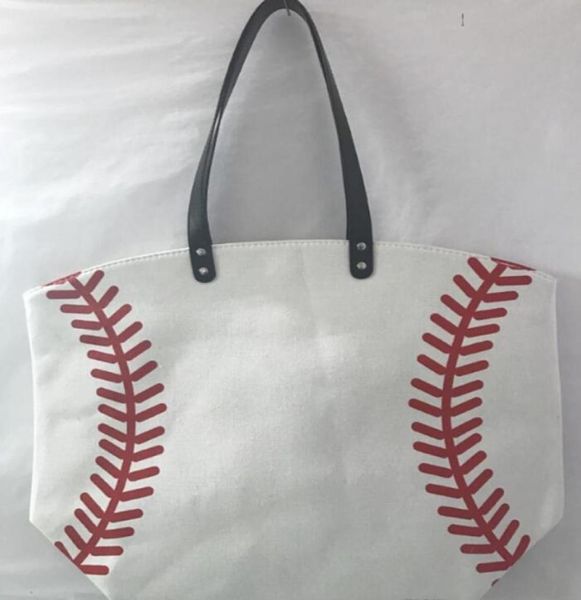 

2021 canvas outdoor beach sports canvas handbags softball baseball tote football shouder bags girl volleyball totes storage bags2656449