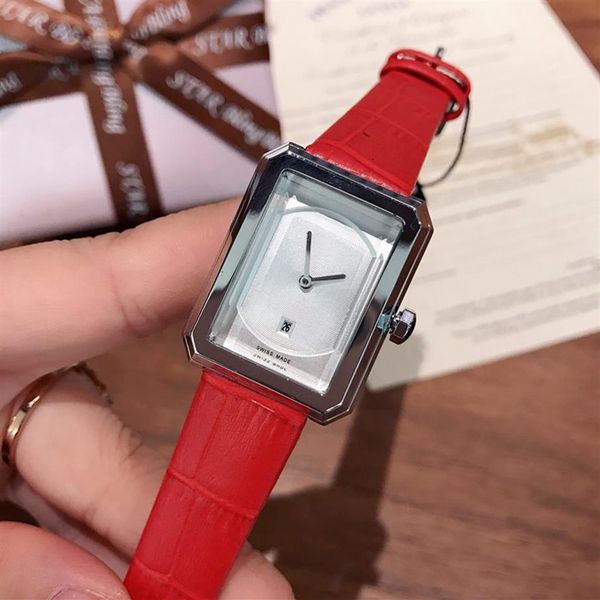 

luxury women watches fashion lady wristwatches rectangle brand designer leather strap quartz womens watch for ladies christmas327p, Slivery;brown