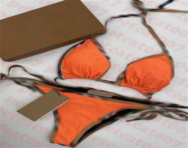

orange bikini womens swimwear set plaid edge swimsuit bikinis fashion ladies split beach wear5350876