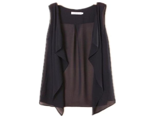 

spring summer large size m4xl chiffon waistcoat vests for women cardigan loose women039s vest wild medium long thin5585698, Black;white