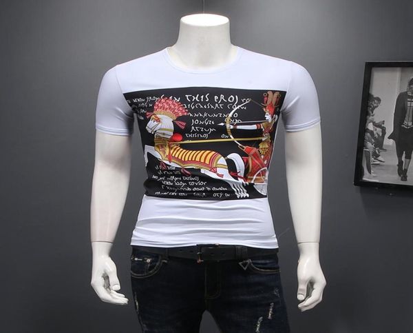 

summer shortsleeved personalized men039s tshirts character printing fashion youth handsome korean version trendy bottomi9211408, White;black