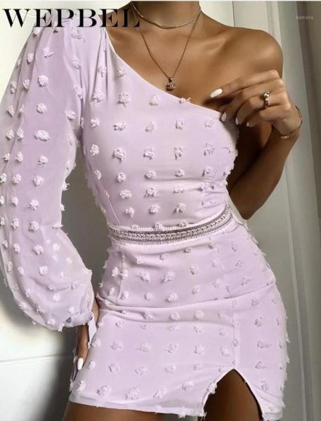 

wepbel autumn patchwork solid color houlder dress women elegant puff sleeve high waist slash neck slit irregular dress19380578, Black;gray