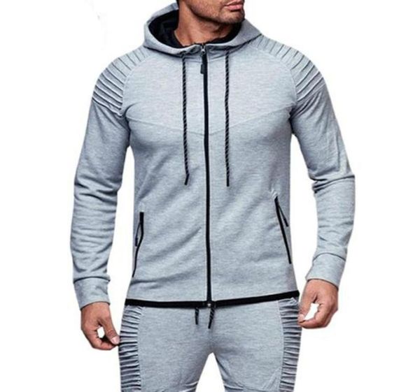 

2019 men fashion long sleeve hoodiespants set male tracksuit sport suit men039s gyms set casual sportswear suit t2007209205175, Black