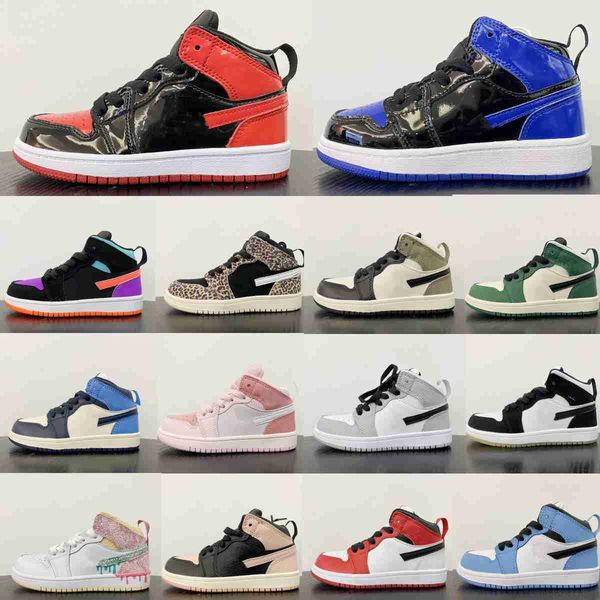

kids shoes 1s baby 1 boys high basketball mid sneakers designer kid sport shoe black blue youth toddler sport trainers unc girls children sn