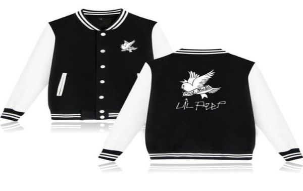 

popular rap singer lil peep zipup harajuku hoodies streetwear hip hop baseball uniform men women casual sweatshirt outwear 4xl3119713, Black