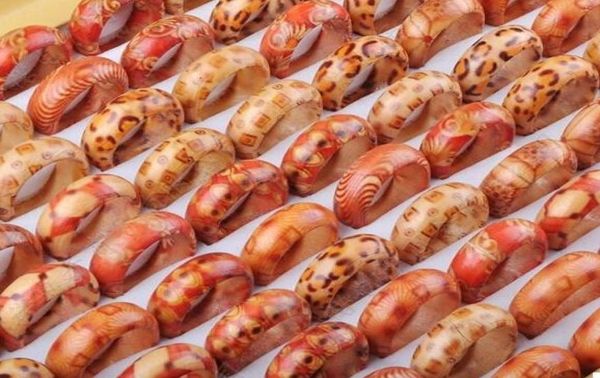 

mix size diameter 1621mm beautiful natural wood multipattern vintage comfort fit rings 200pcs7326255, Silver