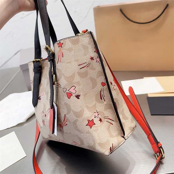 

new tote designer bag handbag women's shopping leather fashion shoulder star printed