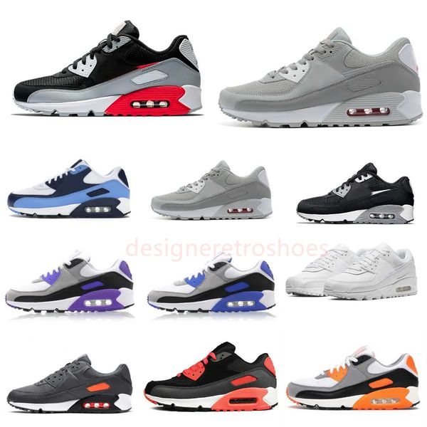 

2023 designer sports airsmaxs 90 running shoes big size 13 grey white swingman solar flare blue void triple black 90s men women plate-forme