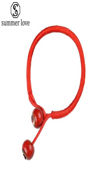 

handmade pink blue red ceramic beads lucky braided bracelet for women men bohemian style red string bracelet trendy jewelry8033945, Black