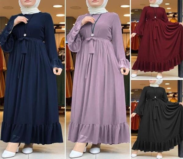 

dubai abaya turkey hijab dress women autumn sundress jilbab islamic clothing caftan marocain zanzea long sleeve ruffles4253838, Black;gray