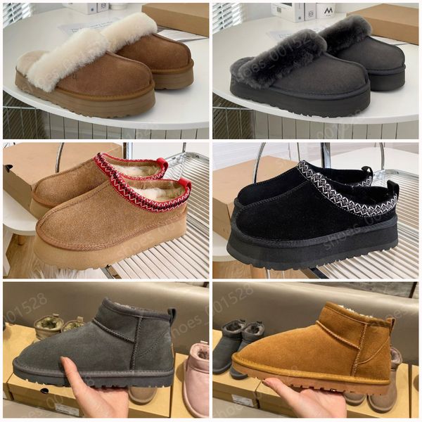 

chestnut mini boot designer tasman boots for women sheepskin tazz slippers suede woman man uggity ultra platform fur slides fluffy winter au, Black