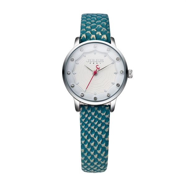 

julius colorful ladies watch fashion for women crocodile leather elegant analog quartz japan movt watch for young girl ja-858223b, Slivery;brown